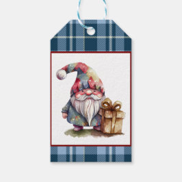 Etiqueta Para Presente Azul Tendência Búfalo Xadrez Aquarela Gnome Feriad