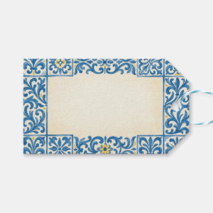 Etiqueta Para Presente Azulejo design de aquarela estacionária portuguesa