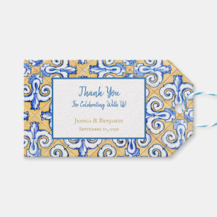 Etiqueta Para Presente Azulejo Espanhol Personalizado Azulejo Azul,Amarel