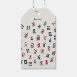 Etiqueta Para Presente Azulejo MahJongg símbolos design no crachá