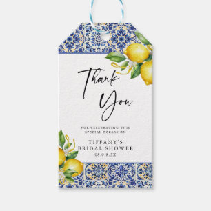 Etiqueta Para Presente Azulejos Azuis Mediterrâneos Chuveiro de Noiva de