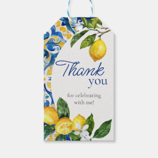 Etiqueta Para Presente Azulejos do Mediterrâneo obrigado de limão Anivers