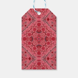 Etiqueta Para Presente Azulejos florais em vermelho e melancia rosa