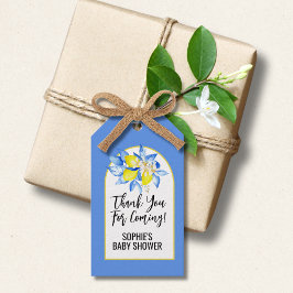 Etiqueta Para Presente Azulejos Italianos Azuis, Tchau Bebê, Limões Amare