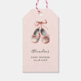 Etiqueta Para Presente Baby Ballerina Calçado rosa Arco Dourado Chá