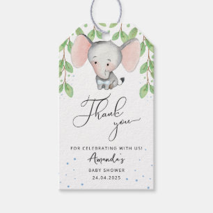 Etiqueta Para Presente Baby Boy Chá Verde Elefante Obrigado