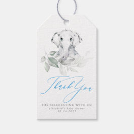 Etiqueta Para Presente Baby Elephant Blue Sage Chá de fraldas Obrigado