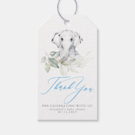 Etiqueta Para Presente Baby Elephant Blue Sage Chá de fraldas Obrigado