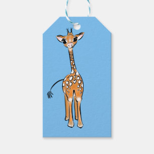 Etiqueta Para Presente Baby Giraffe - azul