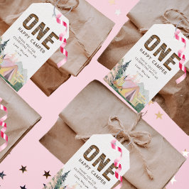 Etiqueta Para Presente Baby Girl Rustic One Happy Camper Birday