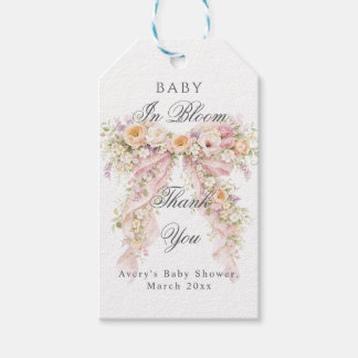 Etiqueta Para Presente Baby in bloom Floral Bow Girl Baby Shower 