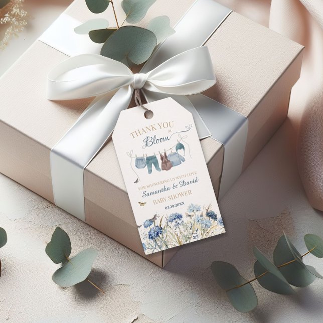 Etiqueta Para Presente Baby in Bloom Wildflower Clothesline Baby Shower (Criador carregado)