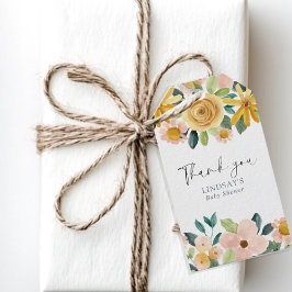Etiqueta Para Presente Baby in Bloom Yellow Floral Thank You Gift