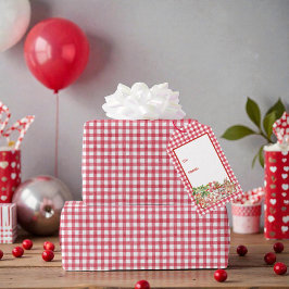 Etiqueta Para Presente Baby's Cherry First Red Gingham Birthday
