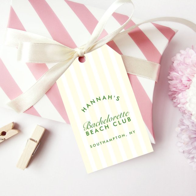 Etiqueta Para Presente Bachelorette Amarelo e Verde Retroativo (Retro Modern Vintage Yellow & Green Bachelorette Gift Tags)