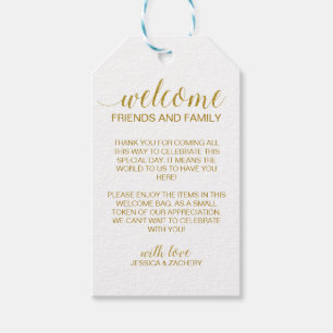 Etiqueta Para Presente Bag de Boas-vindas do Casamento Dourado Faux