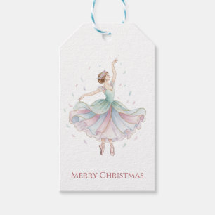 Etiqueta Para Presente Bailarina do Ballet Nutcracker com Tutu Verde e Ro