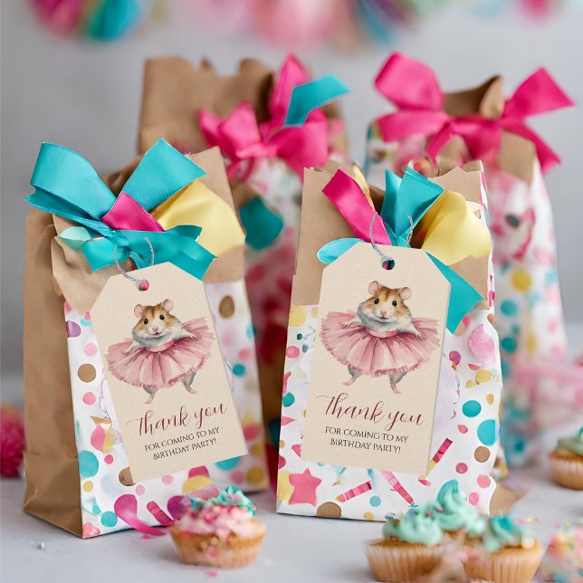 Etiqueta Para Presente Bailarinas Ratas Meninas Aniversário Obrigado (Criador carregado)