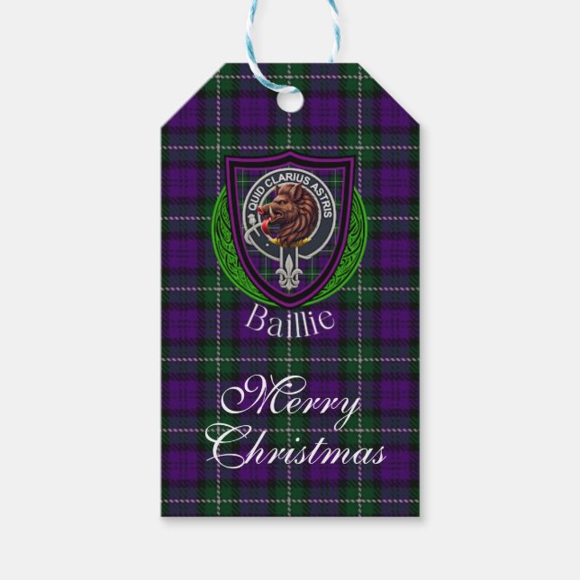 Etiqueta Para Presente Baillie Scottish Clan Tartan & Crest (Frente)