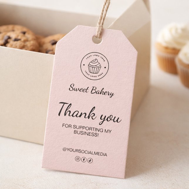 Etiqueta Para Presente Bakery Custom Logo Thank You (Bakery Custom Logo Thank You Gift Tags)
