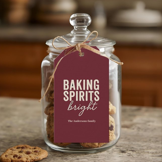 Etiqueta Para Presente Baking Spirits Bright Burgundy Christmas (Criador carregado)