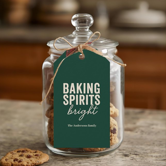 Etiqueta Para Presente “Baking Spirits Bright Green Holiday (Criador carregado)