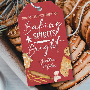Etiqueta Para Presente Baking Spirits Brilhante Feriado Personalizado Bak