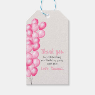 Etiqueta Para Presente Balão Cor-de-Água Rosa Favorito à Primeira Festa d