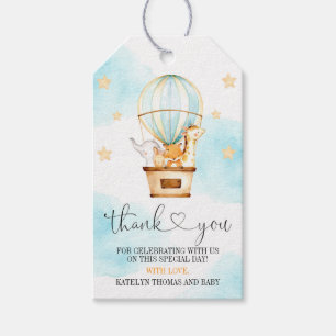 Etiqueta Para Presente Balão de ar quente para cima e para fora Obrigado 