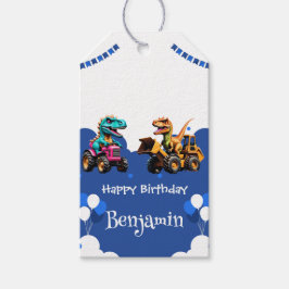 Etiqueta Para Presente Balão de trator escavador de dinossauro bonito Ani