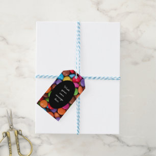 Etiqueta Para Presente Balas de Botão Coloridas com Texto Personalizado