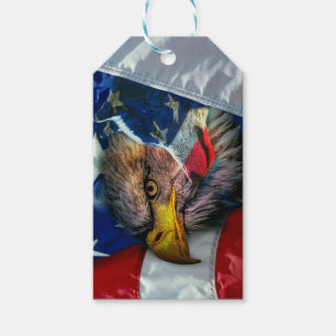 Etiqueta Para Presente Bald Eagle Wolf American Flag