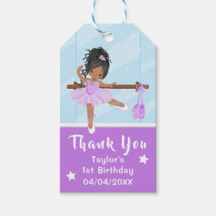 Etiqueta Para Presente Balé Africano-Americano Roxo Aniversário Obrigado