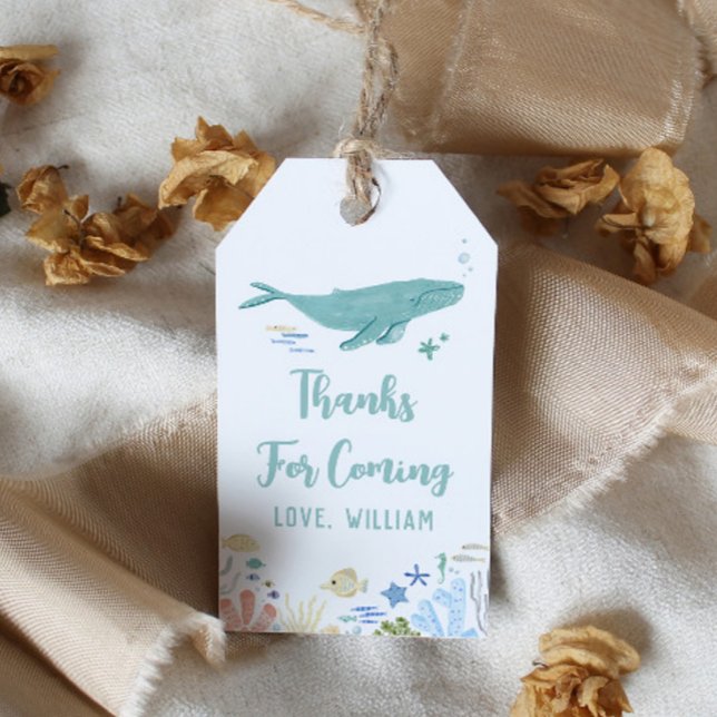 Etiqueta Para Presente Baleia Aniversário Obrigado (Criador carregado)