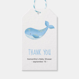 Etiqueta Para Presente Baleia aquarela - obrigado chá de bebê