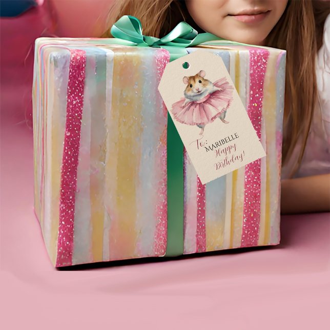 Etiqueta Para Presente Ballerina Hamster Girls Aniversário (Criador carregado)