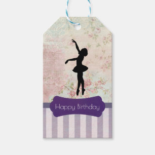 Etiqueta Para Presente Ballerina Silhouette no Aniversário do Padrão Vint