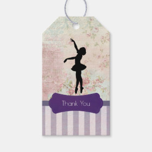 Etiqueta Para Presente Ballerina Silhouette sobre o padrão do Vintage Ob