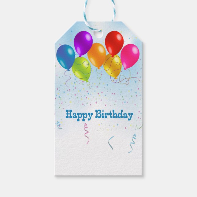Etiqueta Para Presente Balões de Aniversário (Frente)