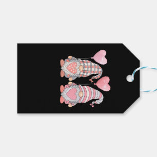 Etiqueta Para Presente Balões de Gnome de Casal de Coração Rosa do Dia do