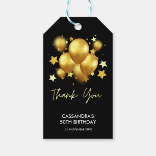 Etiqueta Para Presente Balões de Ouro Silenciosos Stars Black Birday