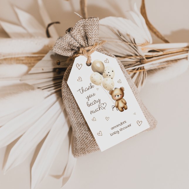 Etiqueta Para Presente Balões de Urso de Pelúcia Obrigado Ursozinho (Criador carregado)