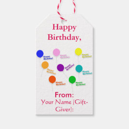 Etiqueta Para Presente Balões multicoloridos Feliz Modelo de aniversário