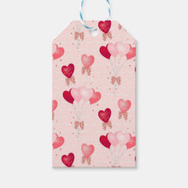 Etiqueta Para Presente Balões Vermelhos e Cor-de-Rosa, Feliz Dia dos Namo