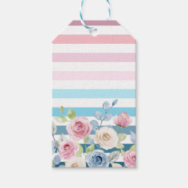 Etiqueta Para Presente Banda e flor rosa e azul