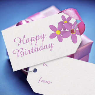 Etiqueta Para Presente Banda-Presente Feliz de Aniversário, Cor-de-Rosa,