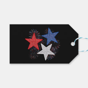 Etiqueta Para Presente Bandeira Americana Estrelas Fogos de Artifício 4 d