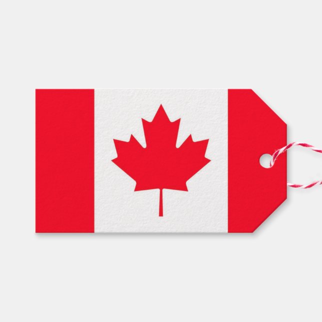 Etiqueta Para Presente Bandeira canadense. CANADÁ. (Frente (horizontal))