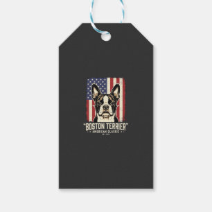 Etiqueta Para Presente Bandeira Clássica Americana Boston Terrier