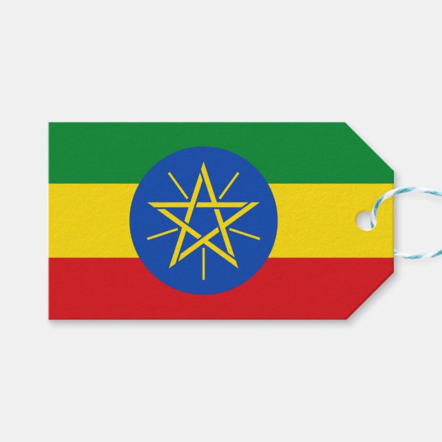 Etiqueta Para Presente Bandeira da Etiópia (Frente (horizontal))